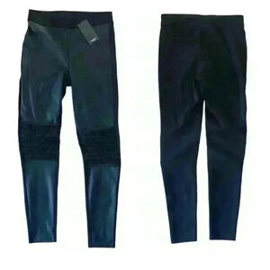 Mango Faux Leather Front with Ruched Knees Size Medium NWT 